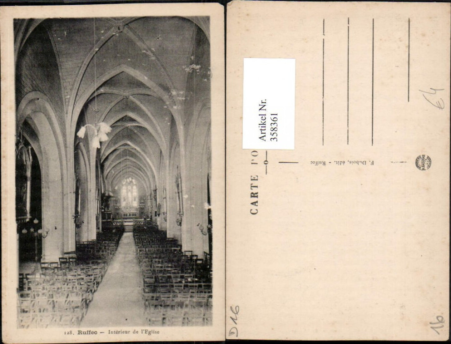 358361,Poitou-Charentes Charente Ruffec Interieur de l'Eglise Kirche