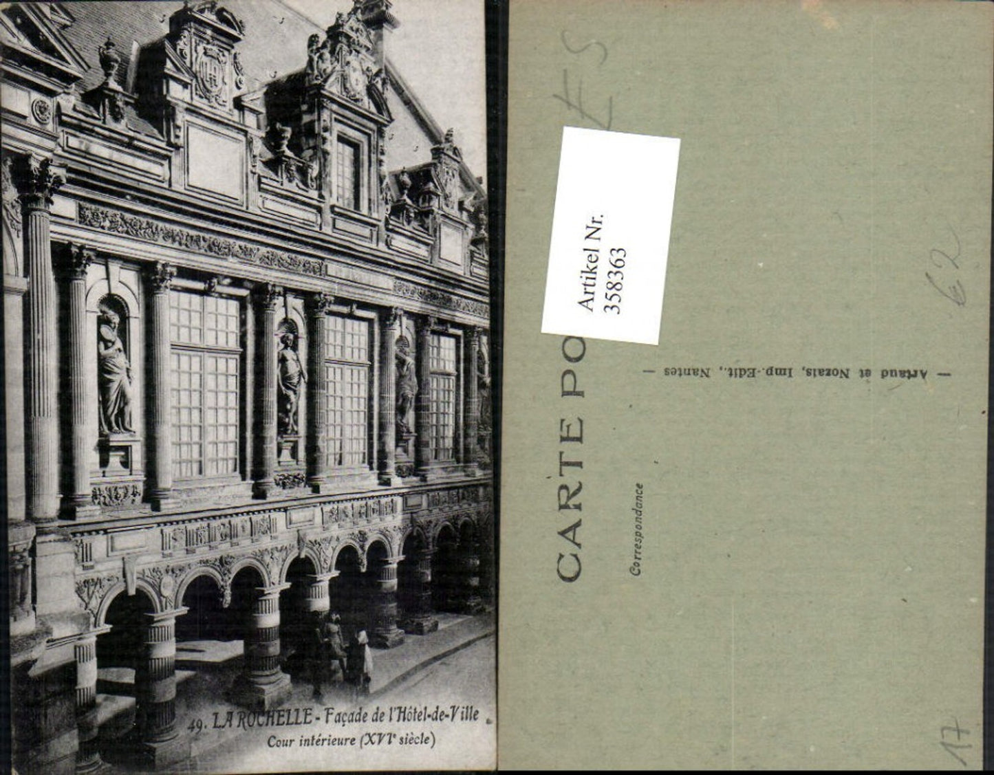 358363,Poitou-Charentes Charente-Maritime La Rochelle Hotel-de-Ville Cour Rathaus Hof