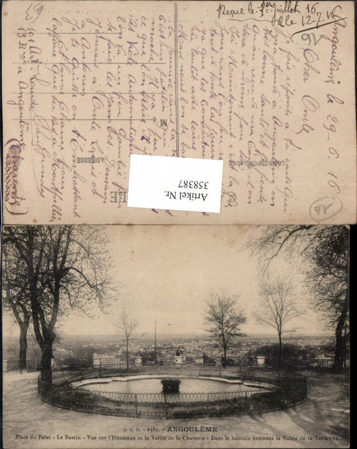 358387,Poitou-Charentes Charente Angouleme Place du Palet Le Bassin Wasserbecken