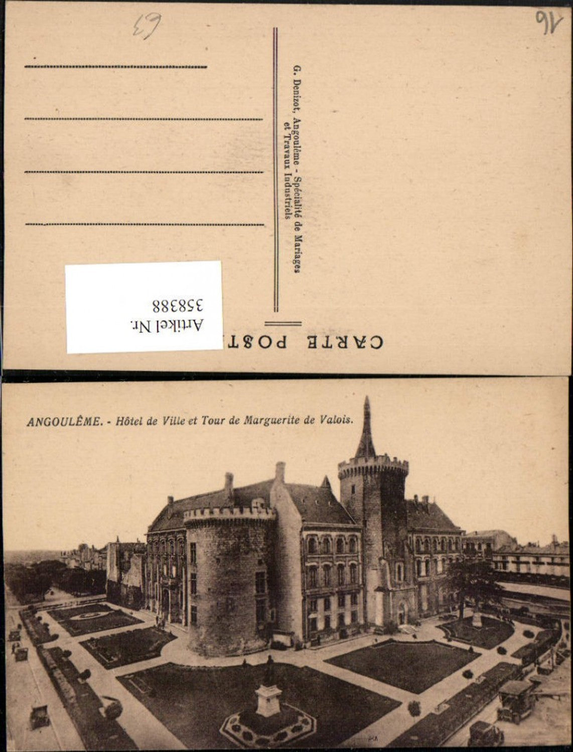 358388,Poitou-Charentes Charente Angouleme Hotel de Ville et tour Marguerite de Valois Rathaus