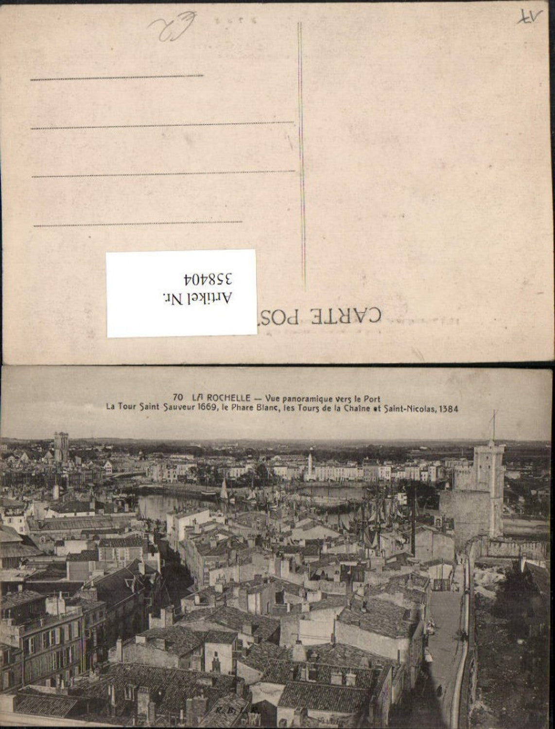 358404,Poitou-Charentes Charente-Maritime La Rochele Vue panoramique vers le Port Totale