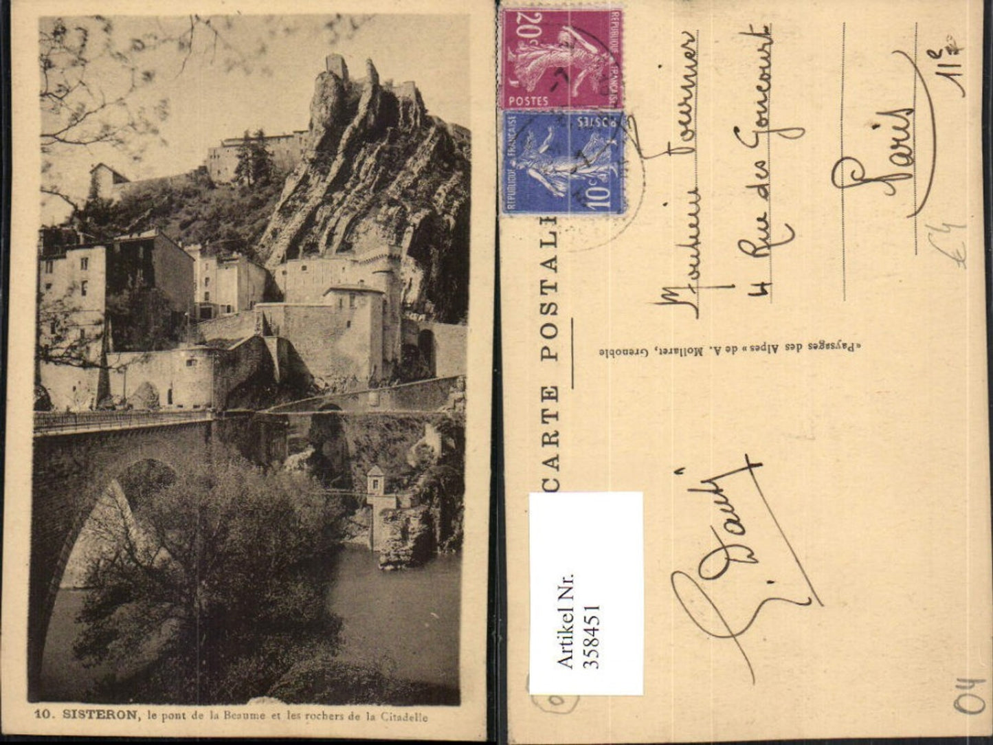 358451,Provence-Alpes-Cote-Azur Prov.  Sisteron Pont et la Citadelle Burg