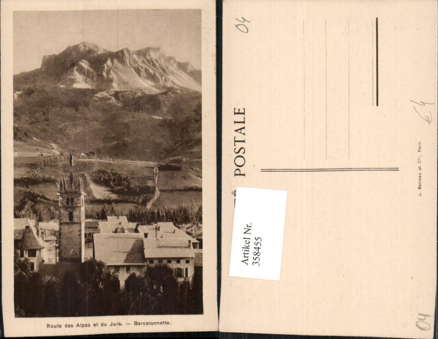 358455,Provence-Alpes-Cote-Azur Prov.  Barcelonnette Teilansicht Bergkulisse