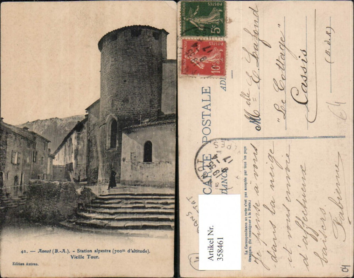 358461,Provence-Alpes-Cote-Azur Prov.  Annot Station alpestre Vieille Tour Turm