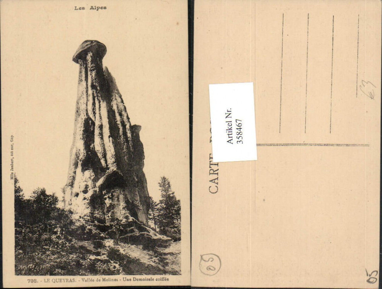 358467,Provence-Alpes-Cote-Azur Hautes-Alpes Le Queyras Une Demoisele coiffee Felsen