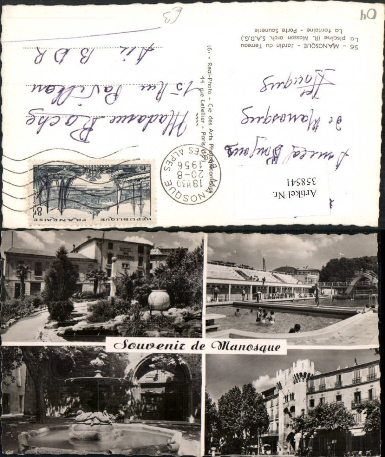 358541,Provence-Alpes-Cote-Azur Prov.  Manosque Piscine Fontaine Mehrbildkarte