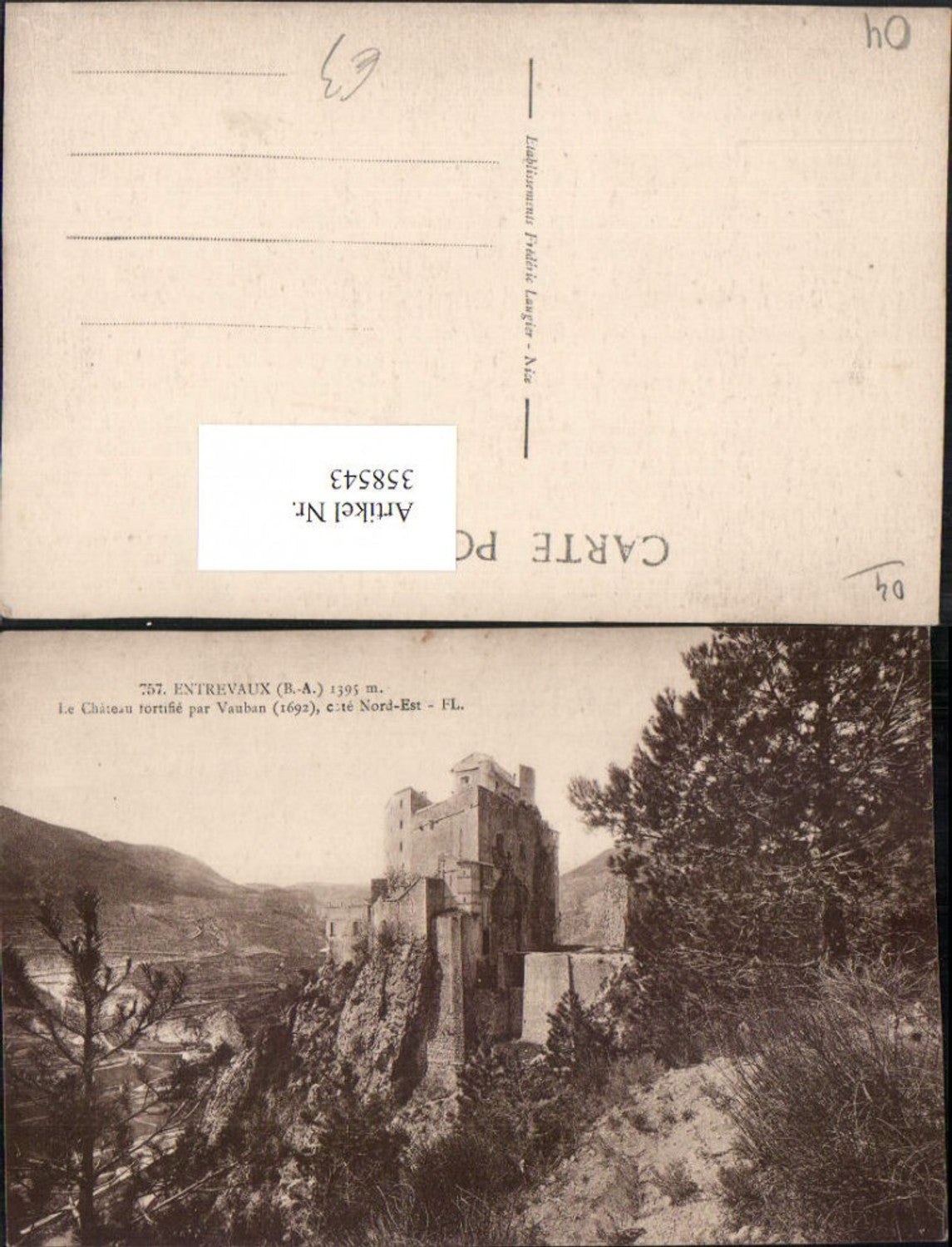 358543,Provence-Alpes-Cote-Azur Prov.  Entrevaux Chateau fortifie Vauban Burg