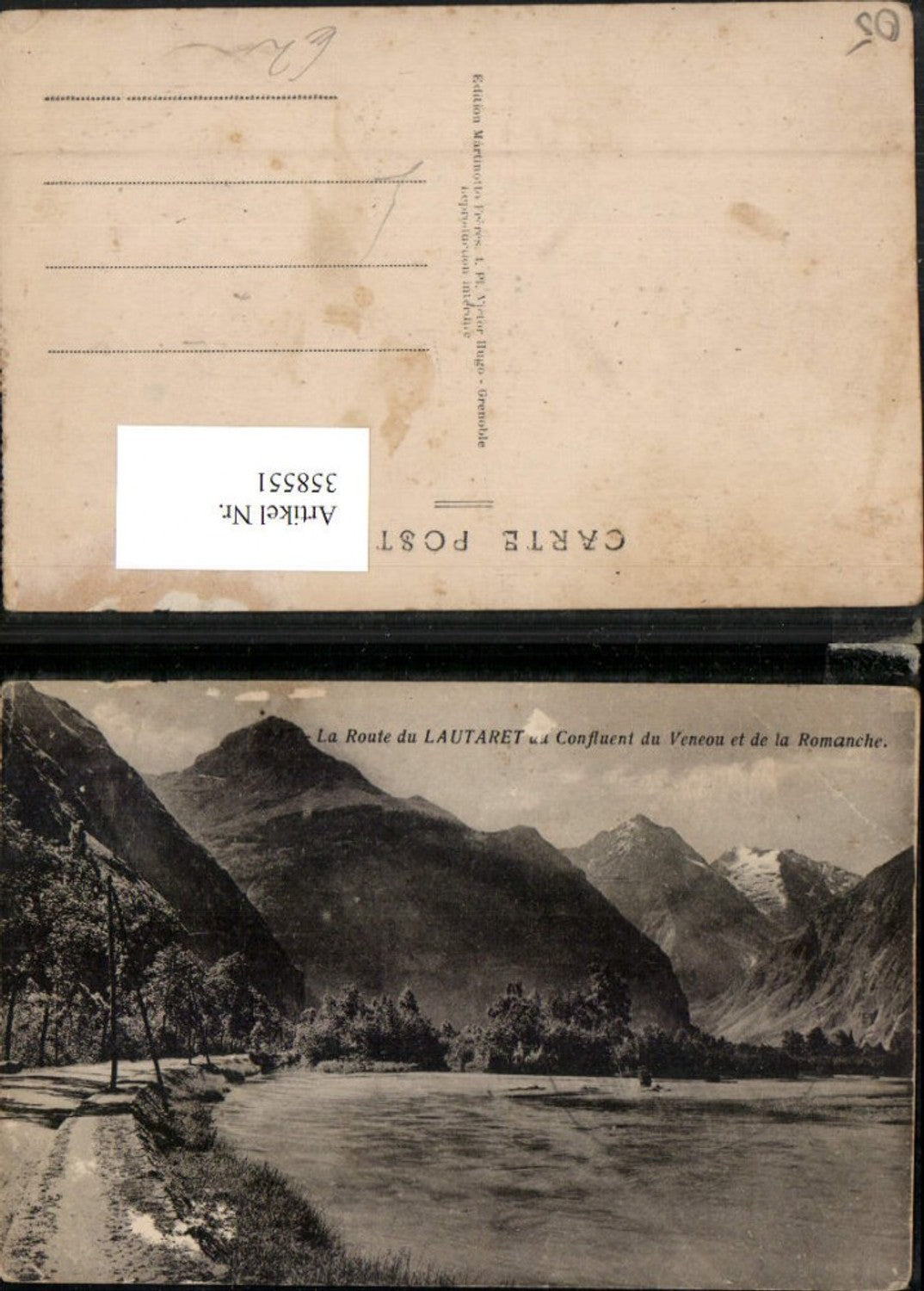 358551,Provence-Alpes-Cote-Azur Hautes-Alpes Route du Lautaret Confluent du Veneou Bergkulisse