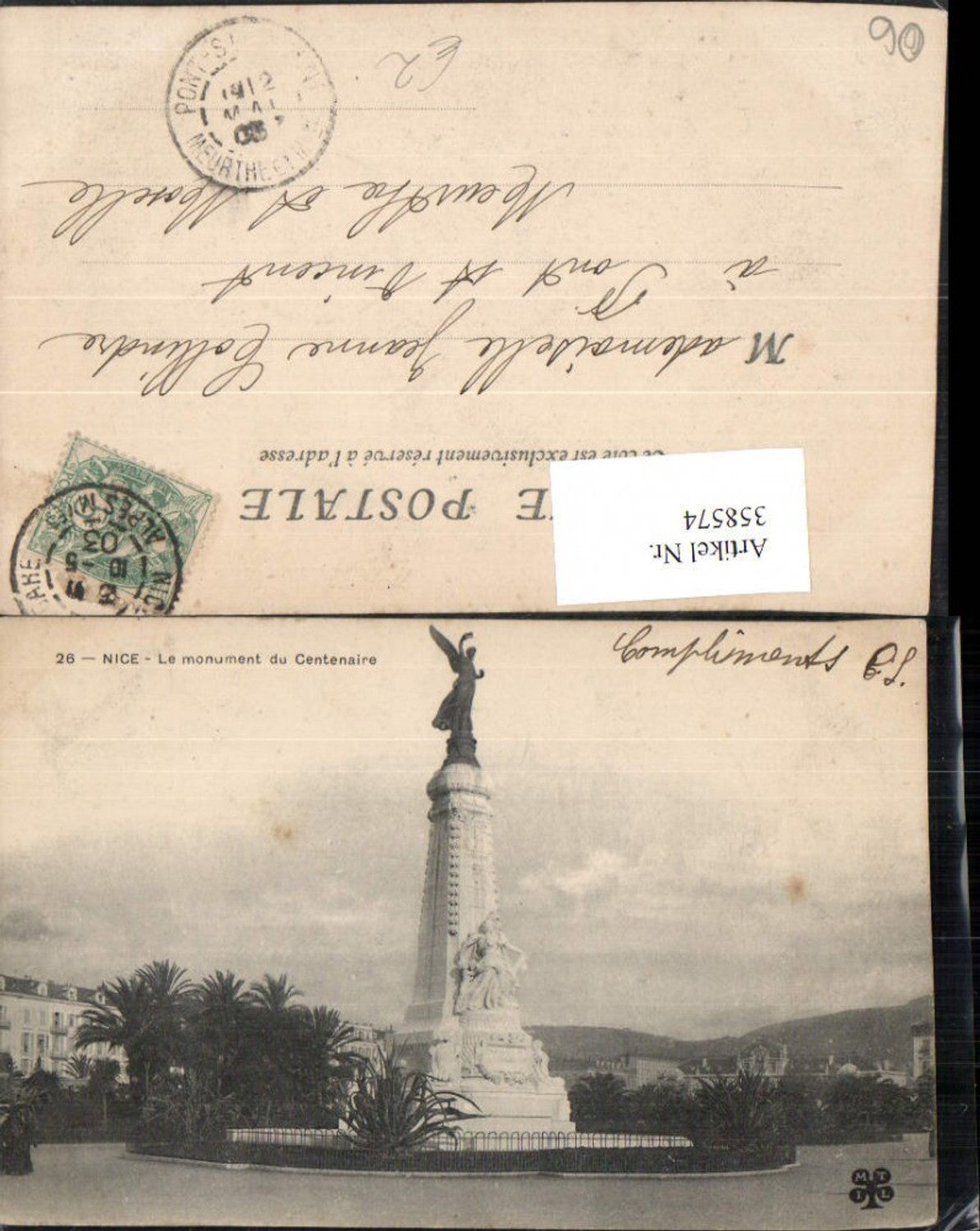 358574,Provence-Alpes-Cote-Azur Alpes-Maritimes Nice Nizza Le Monument du Centenaire