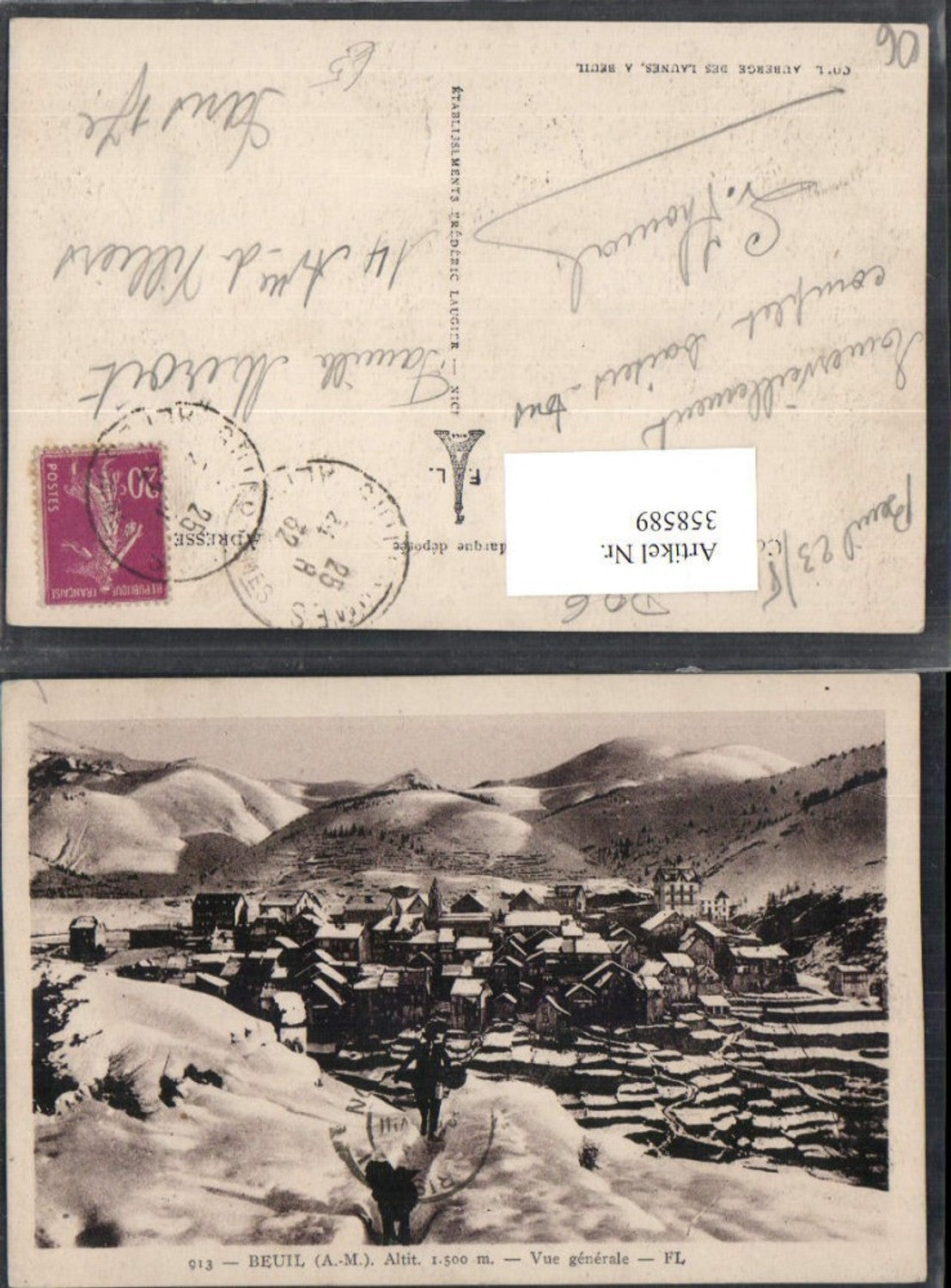 358589,Provence-Alpes-Cote-Azur Alpes-Maritimes Beuil Vue generale Totale Bergkulisse Winterbild