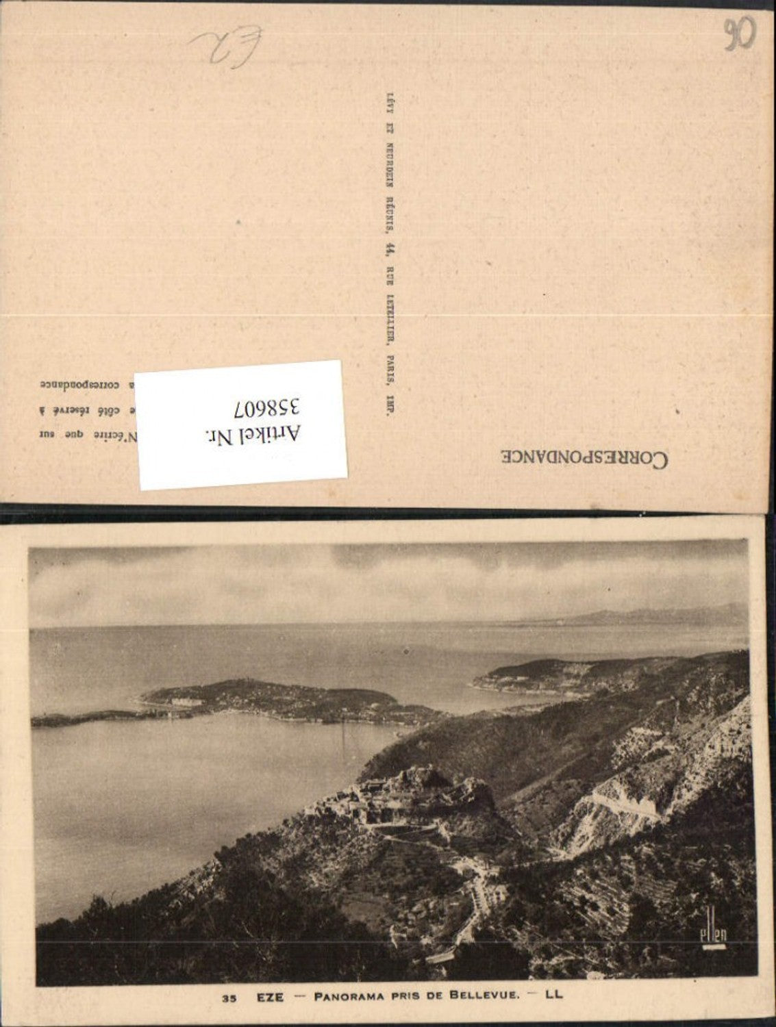 358607,Provence-Alpes-Cote-Azur Alpes-Maritimes Eze Panorama pris de Bellevue Totale