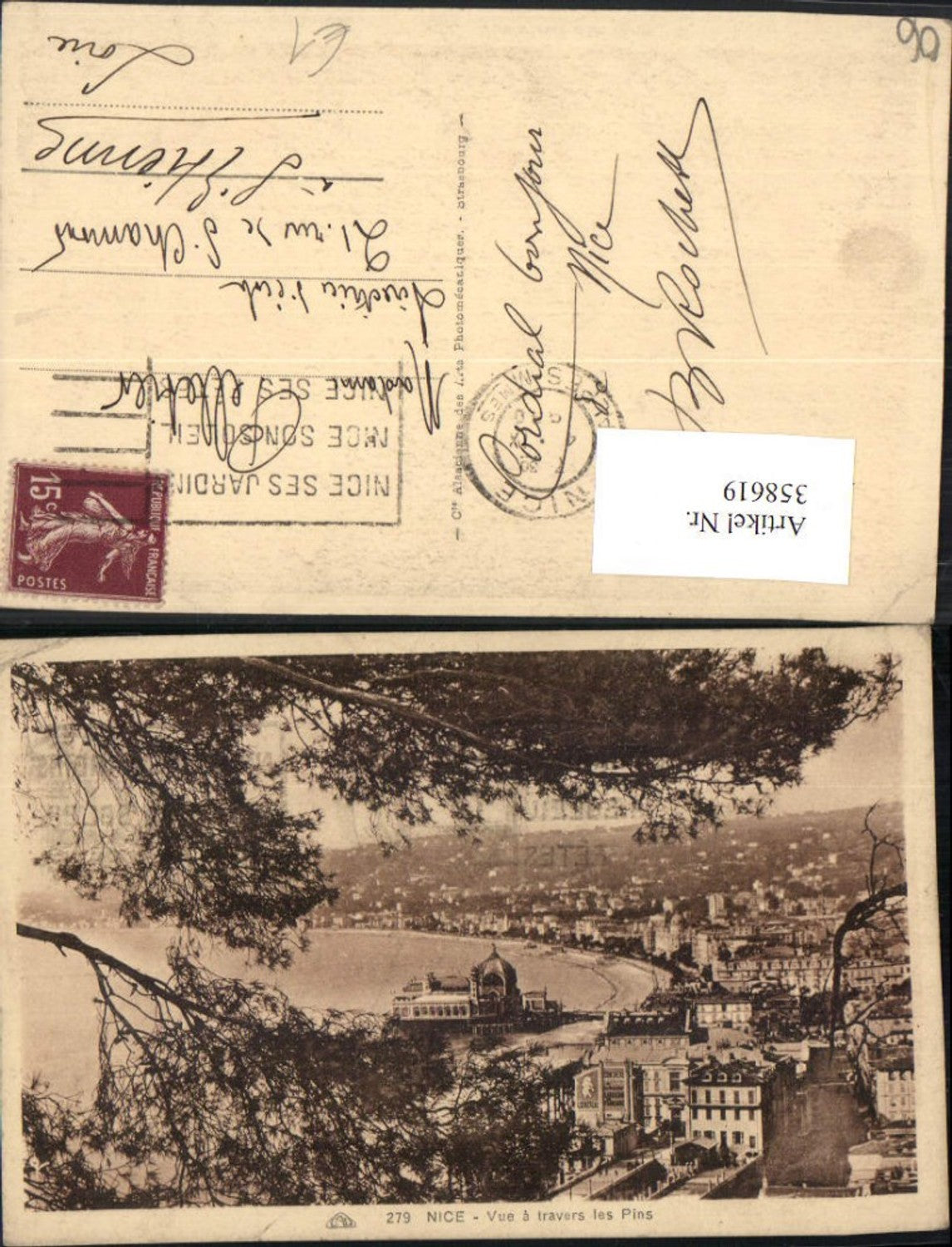358619,Provence-Alpes-Cote-Azur Alpes-Maritimes Nice Nizza Vue a travers les Pins Totale