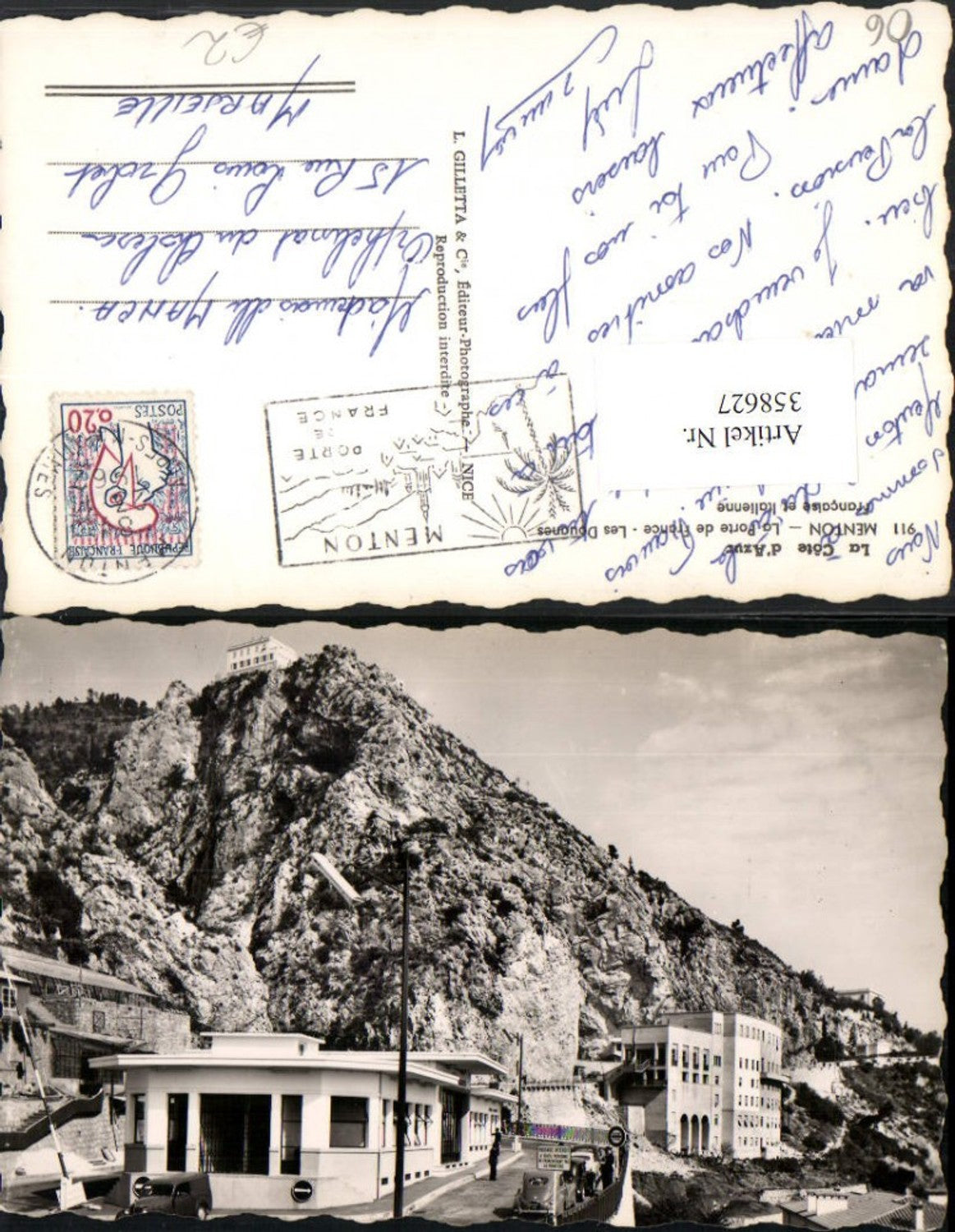 358627,Provence-Alpes-Cote-Azur Alpes-Maritimes Menton La Porte de France Les Douanes Grenze