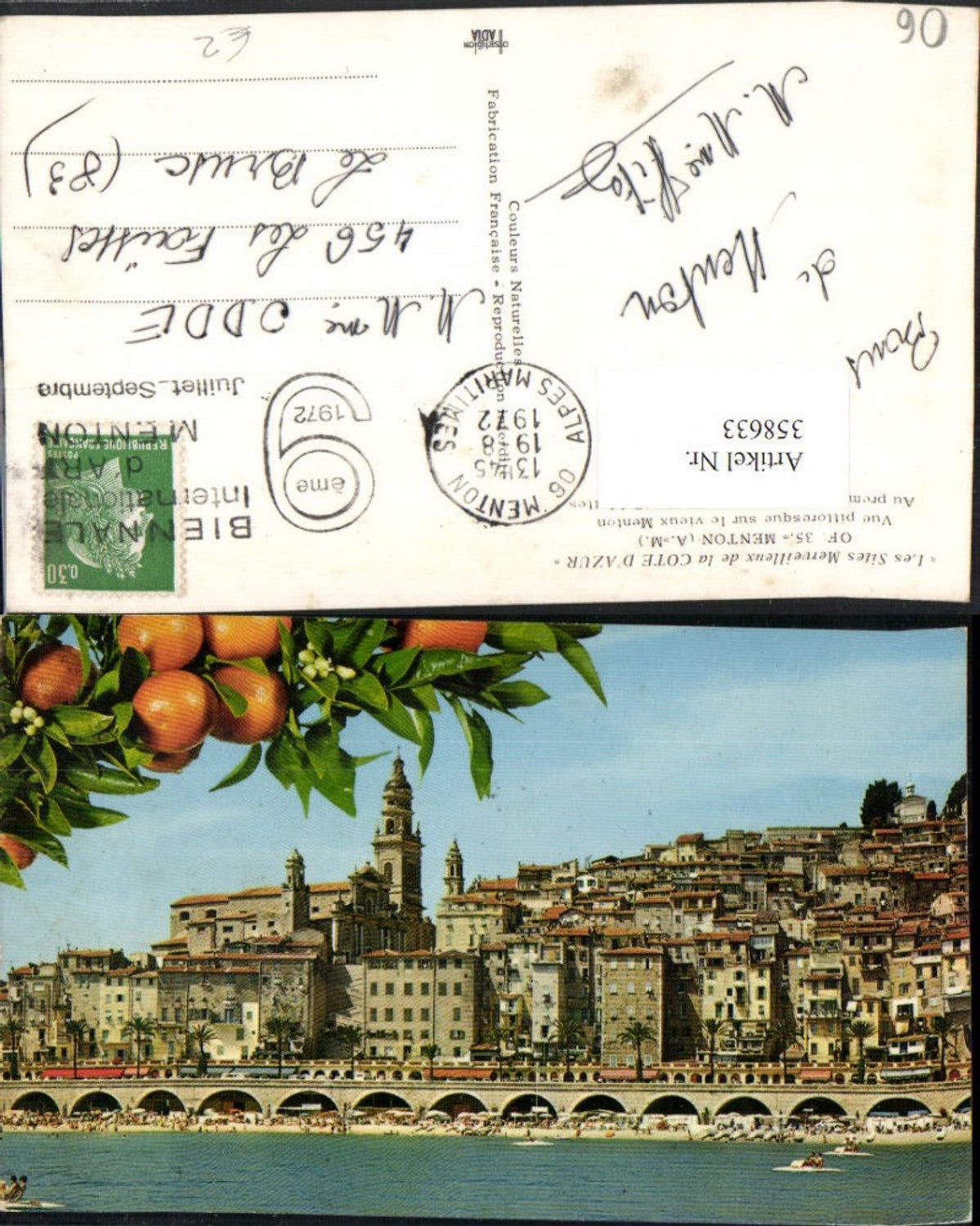 358633,Provence-Alpes-Cote-Azur Alpes-Maritimes Menton Teilansicht Fotomontage Orangen