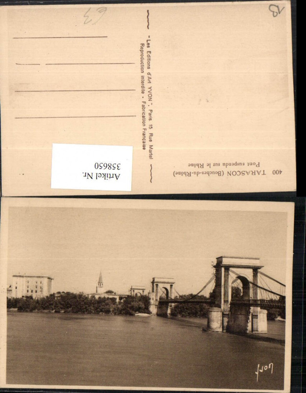 358650,Provence-Alpes-Cote-Azur Bouches-de-Rhone Tarascon Pont suspendu sur le Rhone Brücke