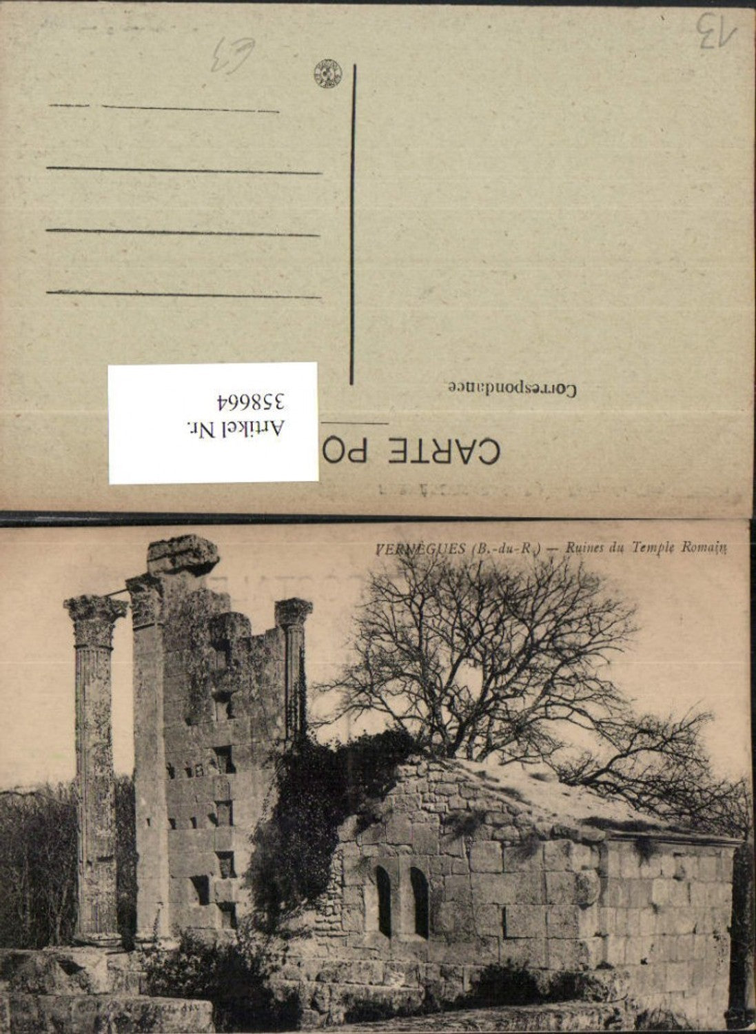 358664,Provence-Alpes-Cote-Azur Bouches-de-Rhone Vernegues Ruines du Temple Romain Ruine