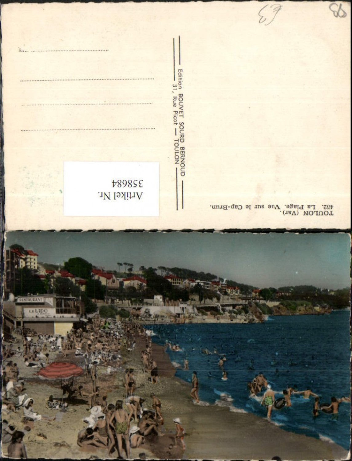 358684,Provence-Alpes-Cote-Azur Var Toulon La Plage Vue sur le Cap-Brun Strand Strandleben