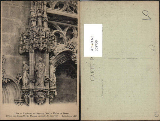 358730,Rhone-Alpes Ain Bourg Eglise de Brou Mausolee de Murgal vicomte de Bourbon Detail