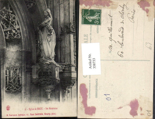 358733,Rhone-Alpes Ain Bourg Eglise de Brou Ste Madeleine Statue