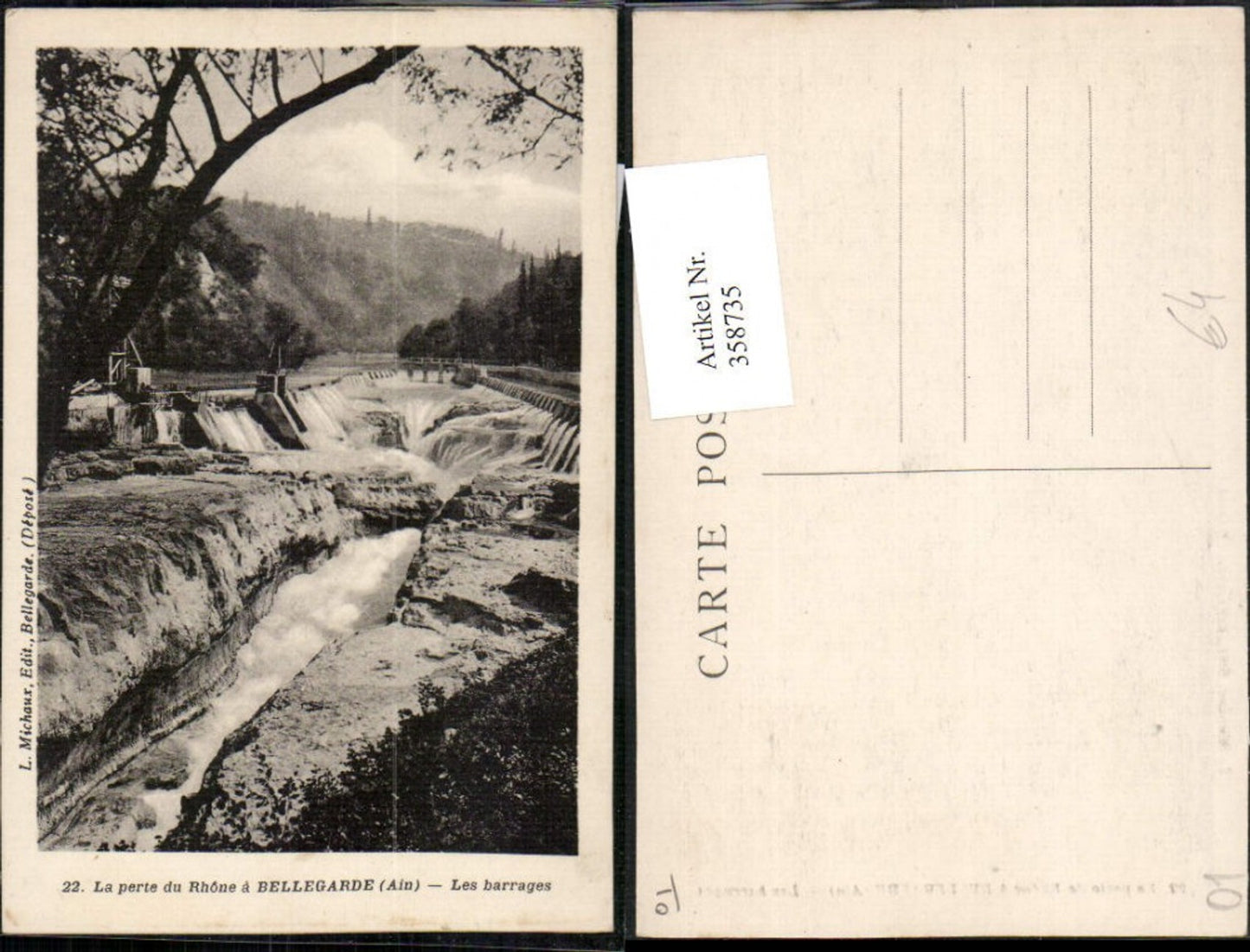 358735,Rhone-Alpes Ain La perte du Rhone a Bellegarde Les barrages Damm Wehr