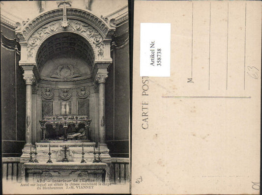 358738,Rhone-Alpes Ain Ars Interieur de l'Eglise Autel la chasse contenant le corps Schrein