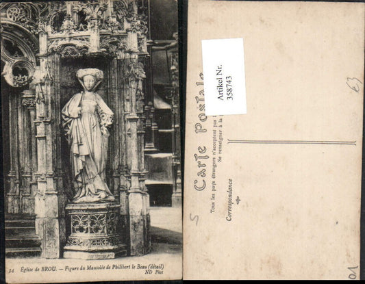358743,Rhone-Alpes Ain Bourg Eglise de Brou Figure du Mausolee de Philibert le Beau Statue