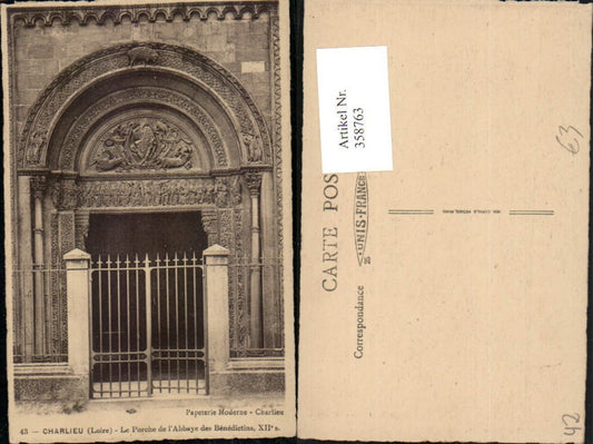 358763,Rhone-Alpes Loire Charlieu Le Porche de l'Abbaye de Benedictins Abtei Portal