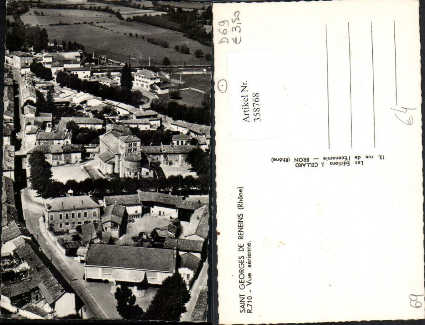 358768,Rhone-Alpes Rhone Saint Georges de Reneins Vue aerienne Totale