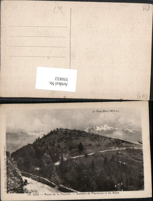 358832,Rhone-Alpes Ain Gex Route de la Faucille Sommet de Florimont et les Alpes Bergkulisse