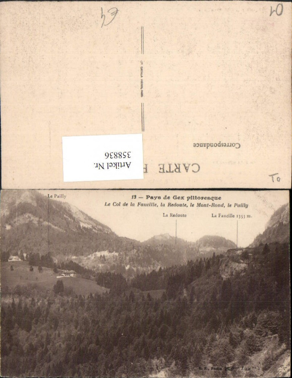 358836,Rhone-Alpes Ain Gex Le Col de la Faucille la Redoute le Mont-Rond Bergkulisse