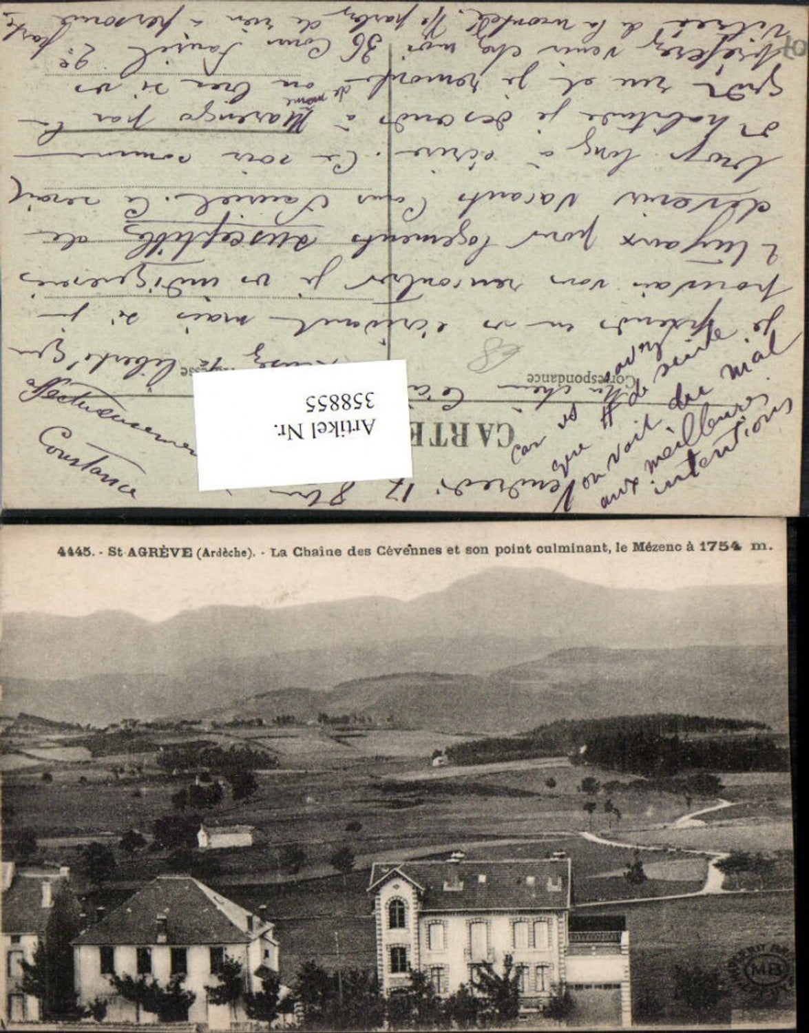 358855,Rhone-Alpes Ardeche St-Agreve Le Chaine des Cevennes et son point culminant Bergkulisse