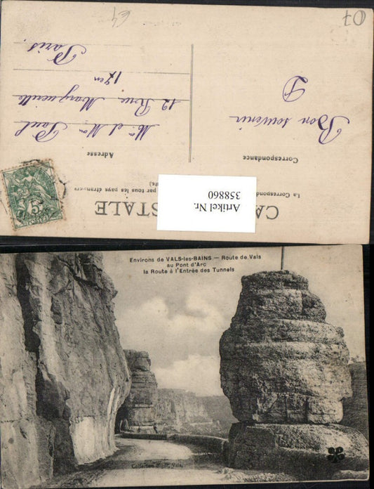 358860,Rhone-Alpes Ardeche Vals-les-Bains Route de Vals au Pont d'Arc Straße Tunnel