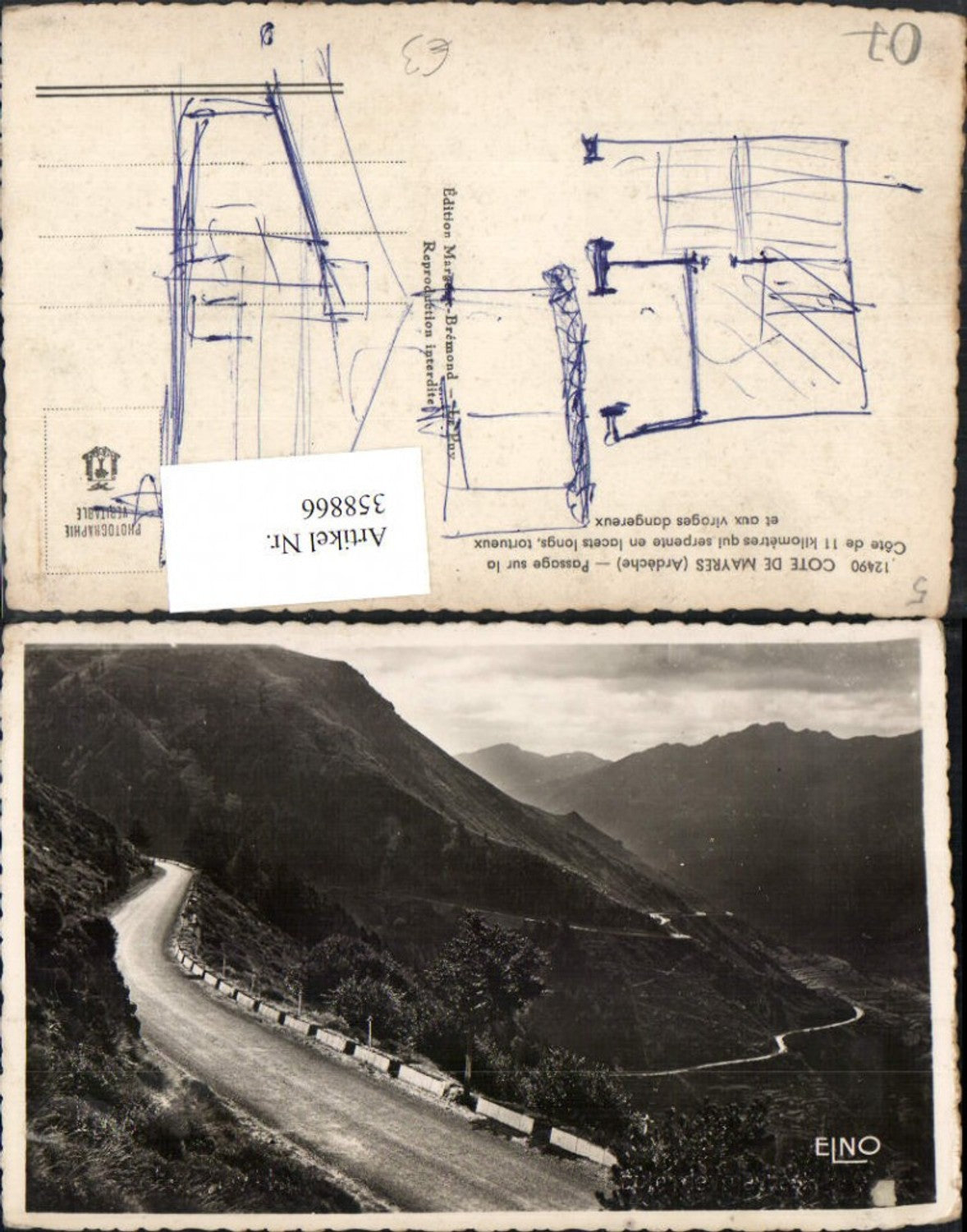 358866,Rhone-Alpes Ardeche Cote de Mayres Passage sur la Cote Straße Bergkulisse