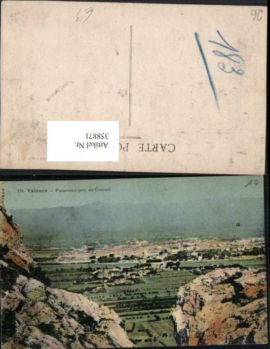 358871,Rhone-Alpes Drome Valence Panorama pris de Crussol Totale