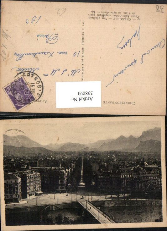 358893,Rhone-Alpes Isere Grenoble Vue generale Cours Saint-Andre Totale Bergkulisse