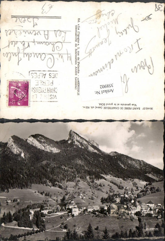 358902,Rhone-Alpes Isere Saint-Pierre de Chartreuse Vue generale et le grand Som Totale