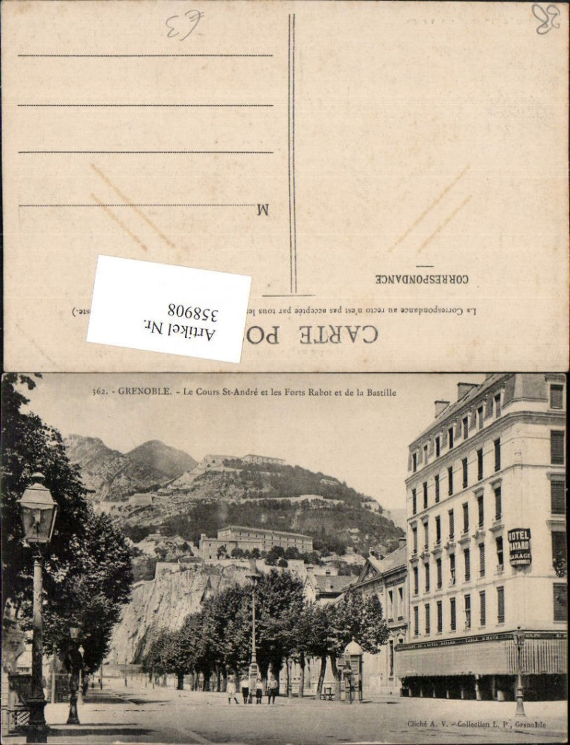 358908,Rhone-Alpes Isere Grenoble Le Cours St-Andre et les Forts Rabot et de la Bastille Festung