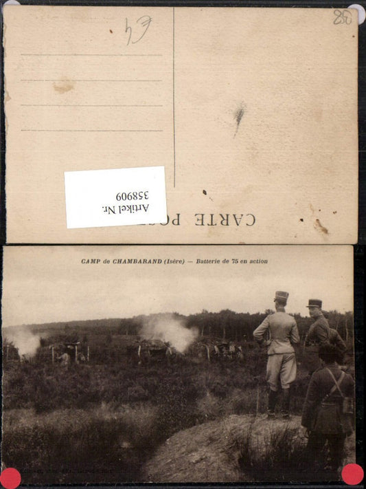 358909,Rhone-Alpes Isere Camp de Chambarand Batterie de 75 en action Lager Soldaten