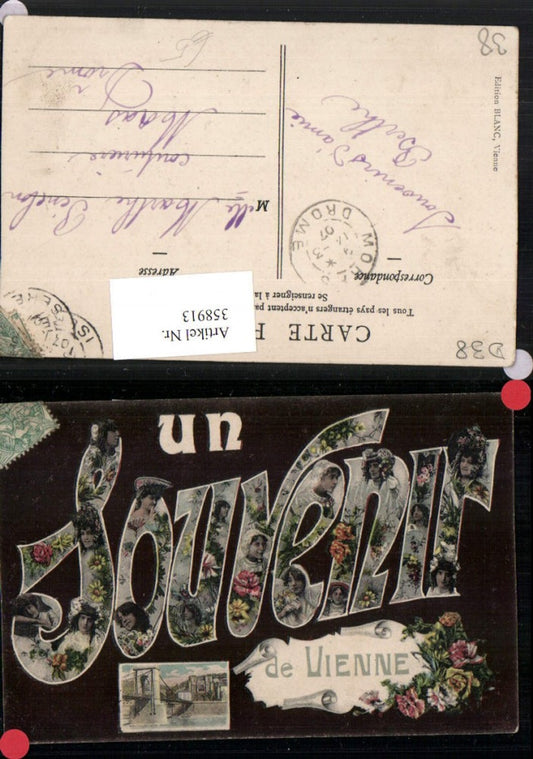 358913,Rhone-Alpes Isere Vienne Brücke Buchstaben Collage Frauenköpfe Blumen