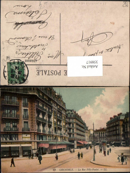 358917,Rhone-Alpes Isere Grenoble La Rue Felix-Pulat Straßenansicht Geschäfte