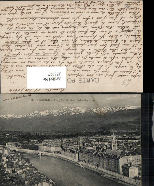 358927,Rhone-Alpes Isere Grenoble Vue generale et la Chaine Alpes Totale Bergkulisse