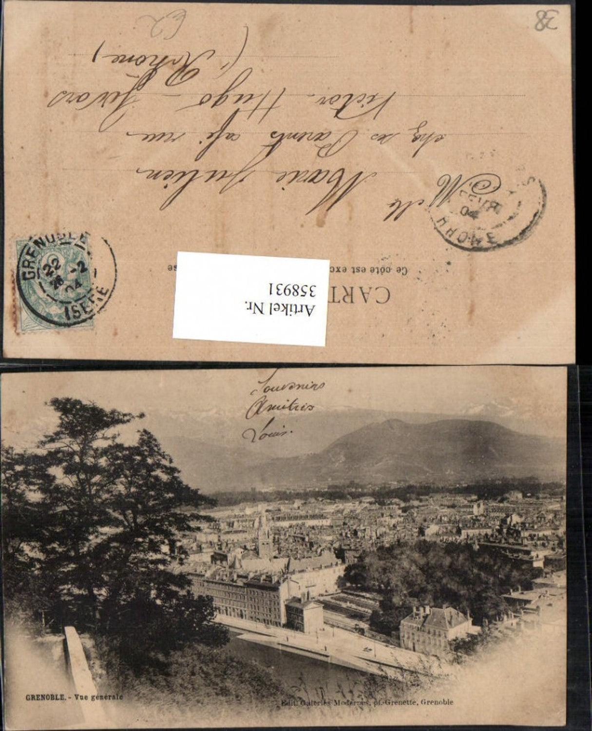 358931,Rhone-Alpes Isere Grenoble Vue generale Totale Bergkulisse