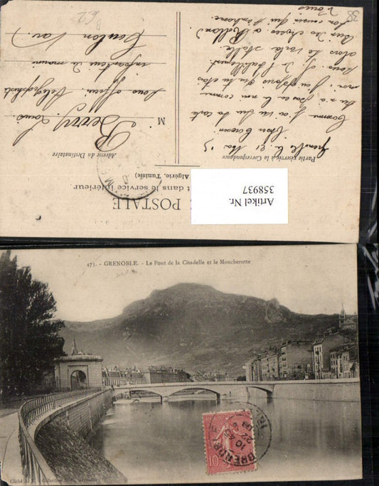 358937,Rhone-Alpes Isere Grenoble Le Pont de la Citadelle et le Moucherotte Brücke
