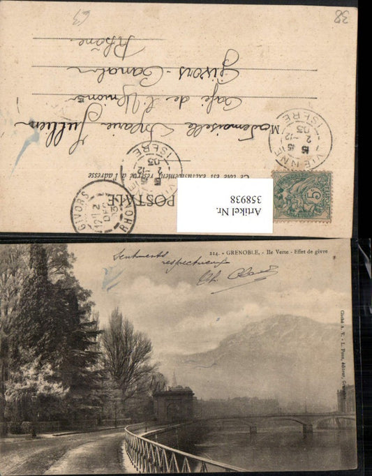 358938,Rhone-Alpes Isere Grenoble Ile Verte Effet de givre Straßenansicht Brücke