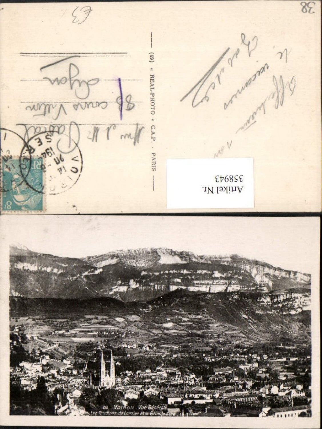 358943,Rhone-Alpes Isere Voiron Vue Generale Totale Bergkulisse