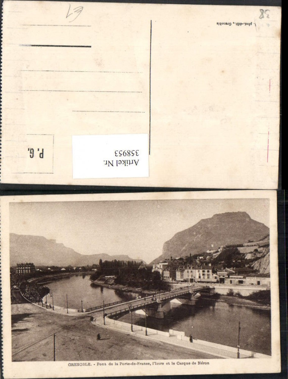 358953,Rhone-Alpes Isere Grenoble Pont de la Porte-de-France et Casque de Neron Brücke