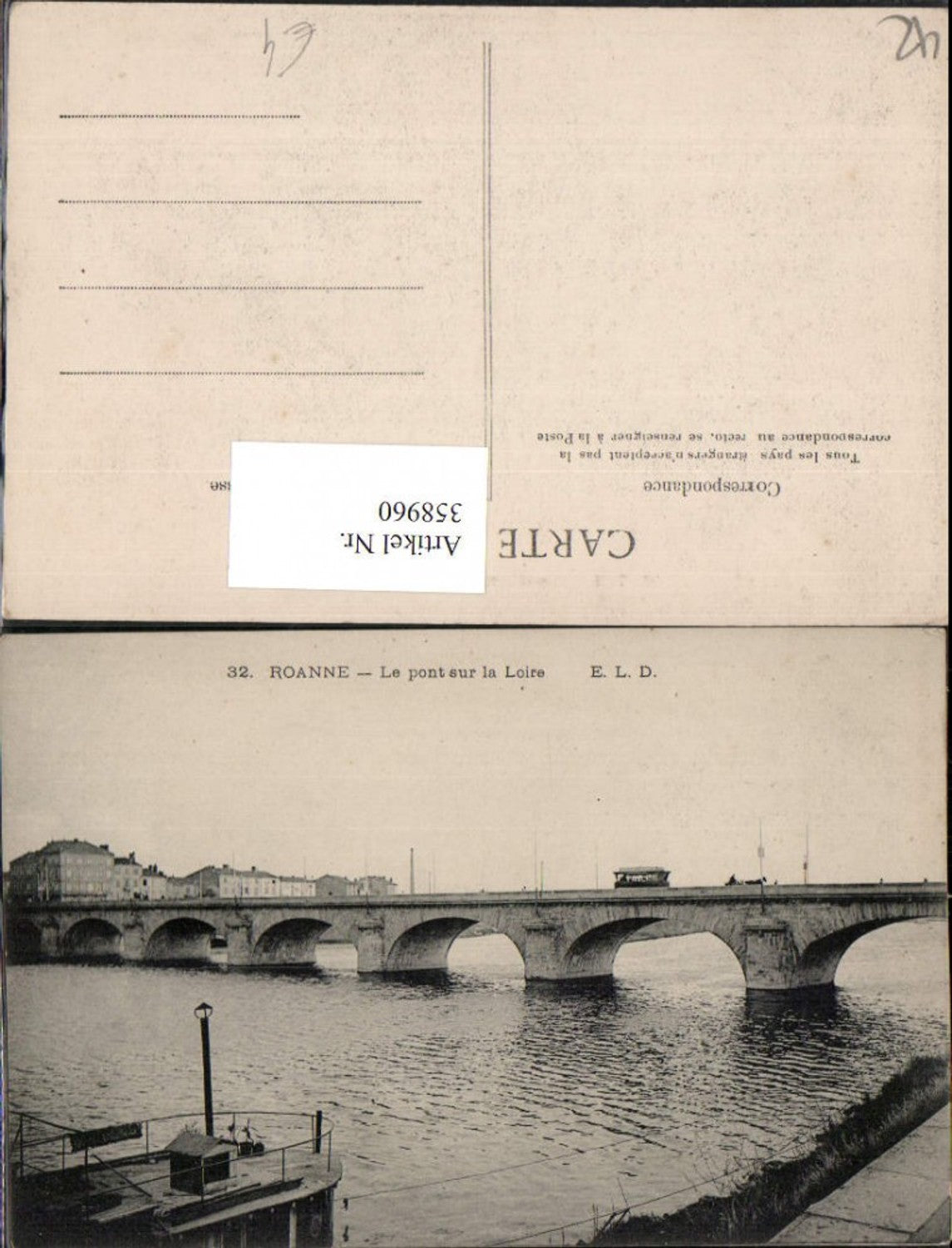 358960,Rhone-Alpes Loire Roanne Le pont sur la Loire Brücke