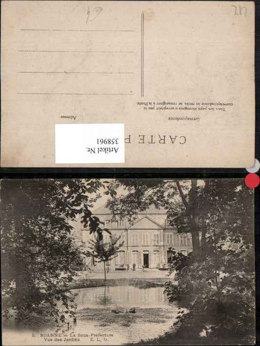 358961,Rhone-Alpes Loire Roanne La Sous-Prefecture Vue des Jardins Gebäude