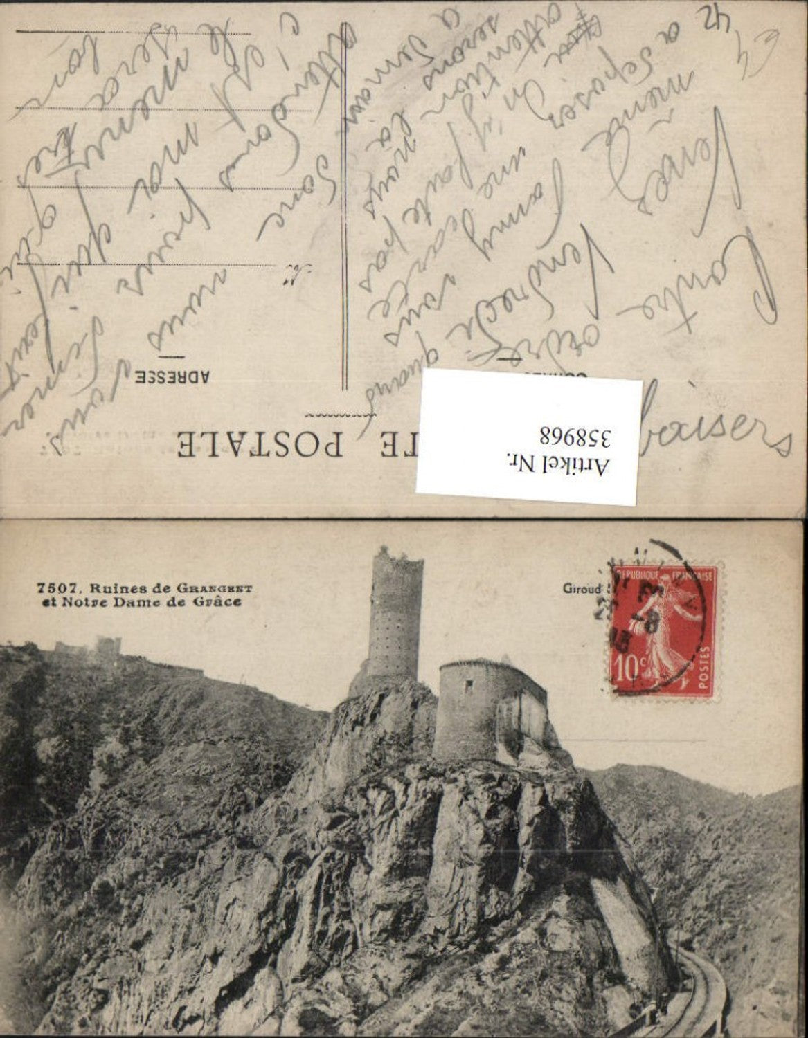 358968,Rhone-Alpes Loire Ruines de Grangent et Notre-Dame de Grace Ruine