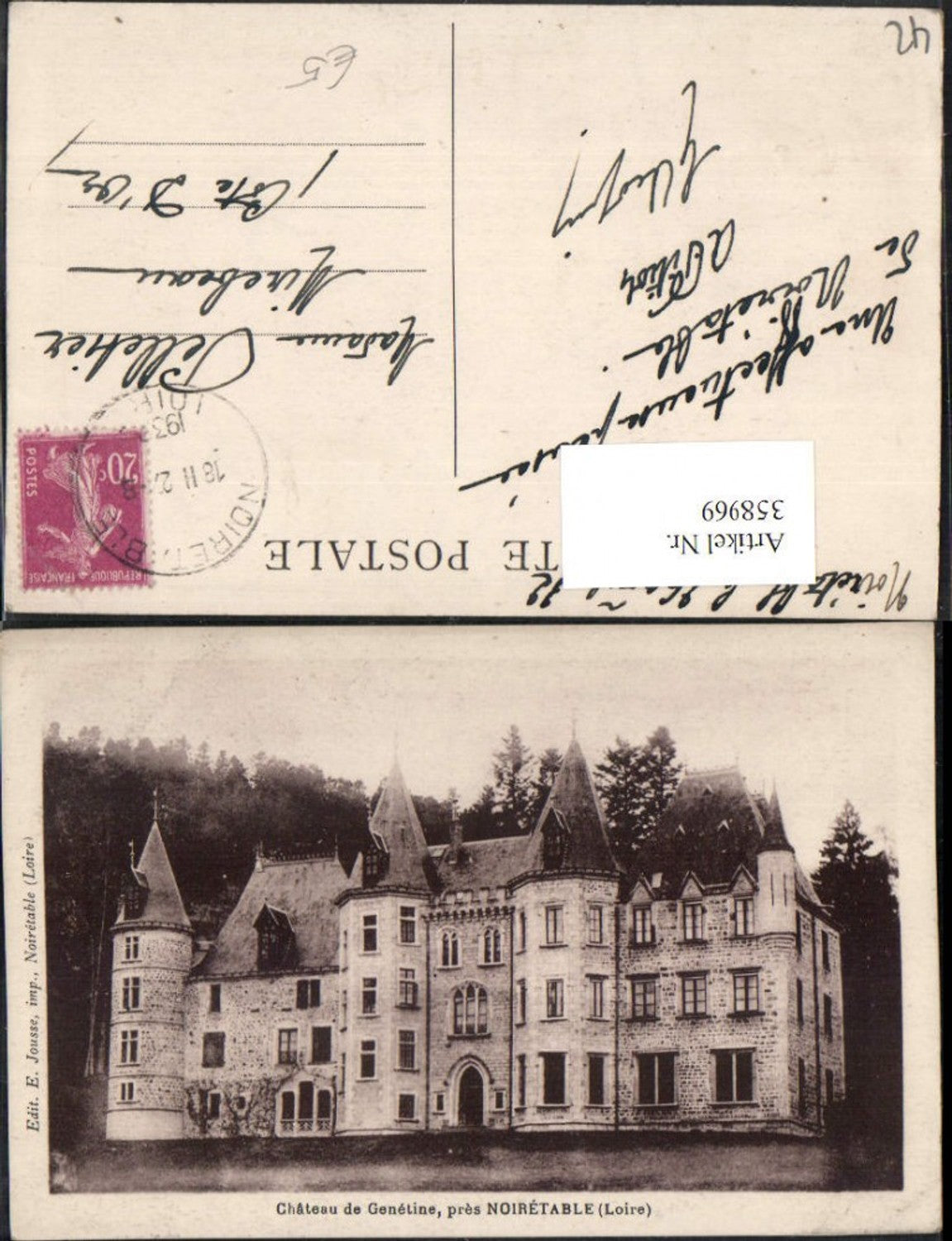 358969,Rhone-Alpes Loire Chateau de Genetine pres Noiretable Schloss